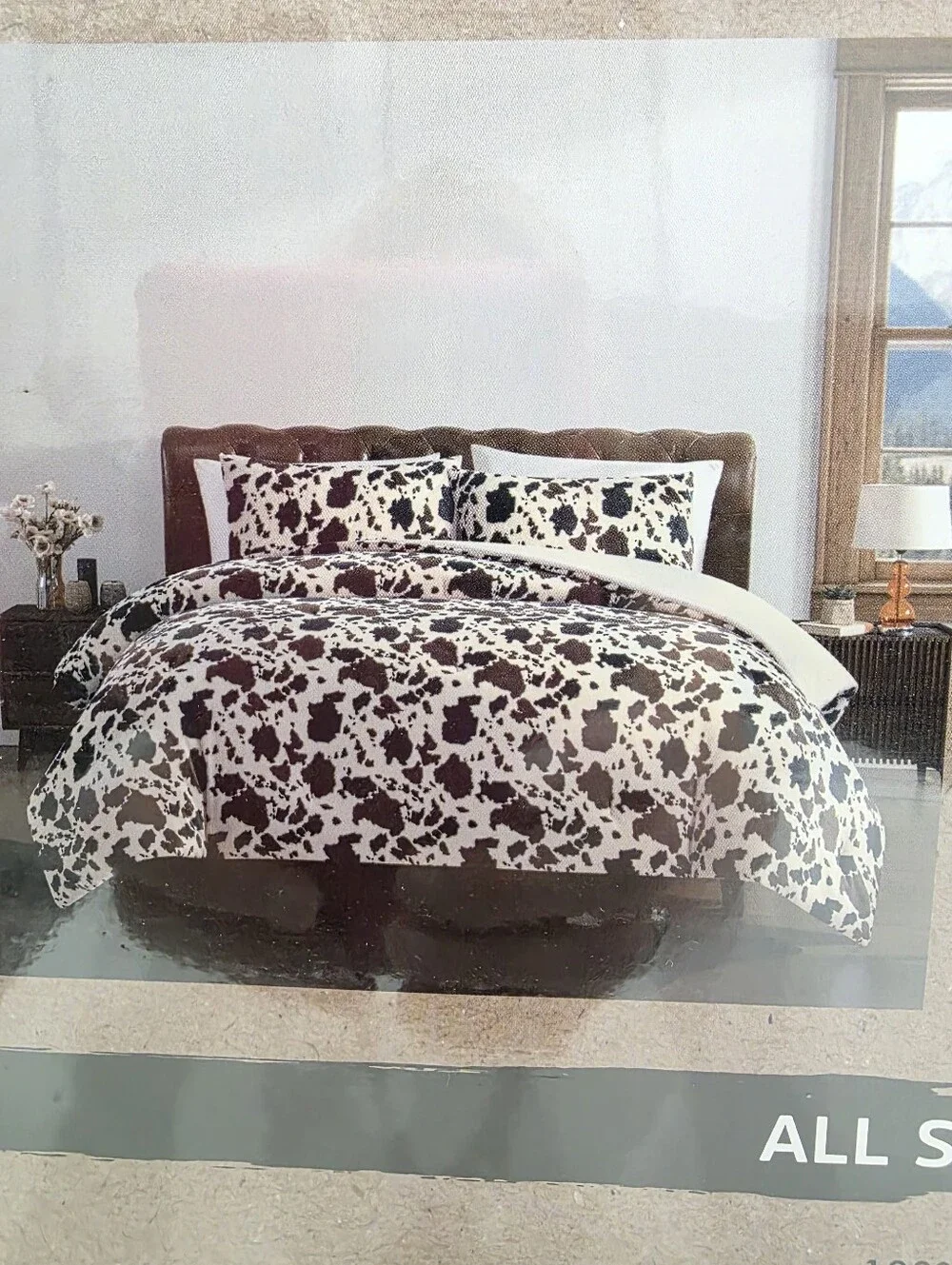 Wrangler QUEEN 3-Piece Plush Cow Print Comforter Set New